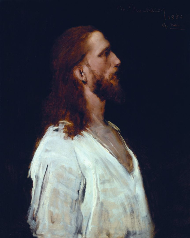 Михай Либ Мункачи. Портрет мужчины в белом. Эскиз для изображения Христа