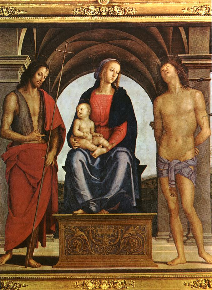 Пьетро Перуджино. Мадонна между Святым Иоанном Крестителеми Святым Себастьяном