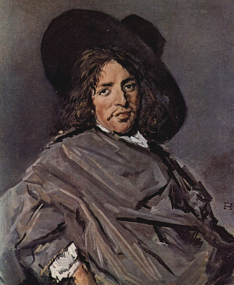 Франс Хальс. Портрет сидящего мужчины в шляпе, одетой набекрень