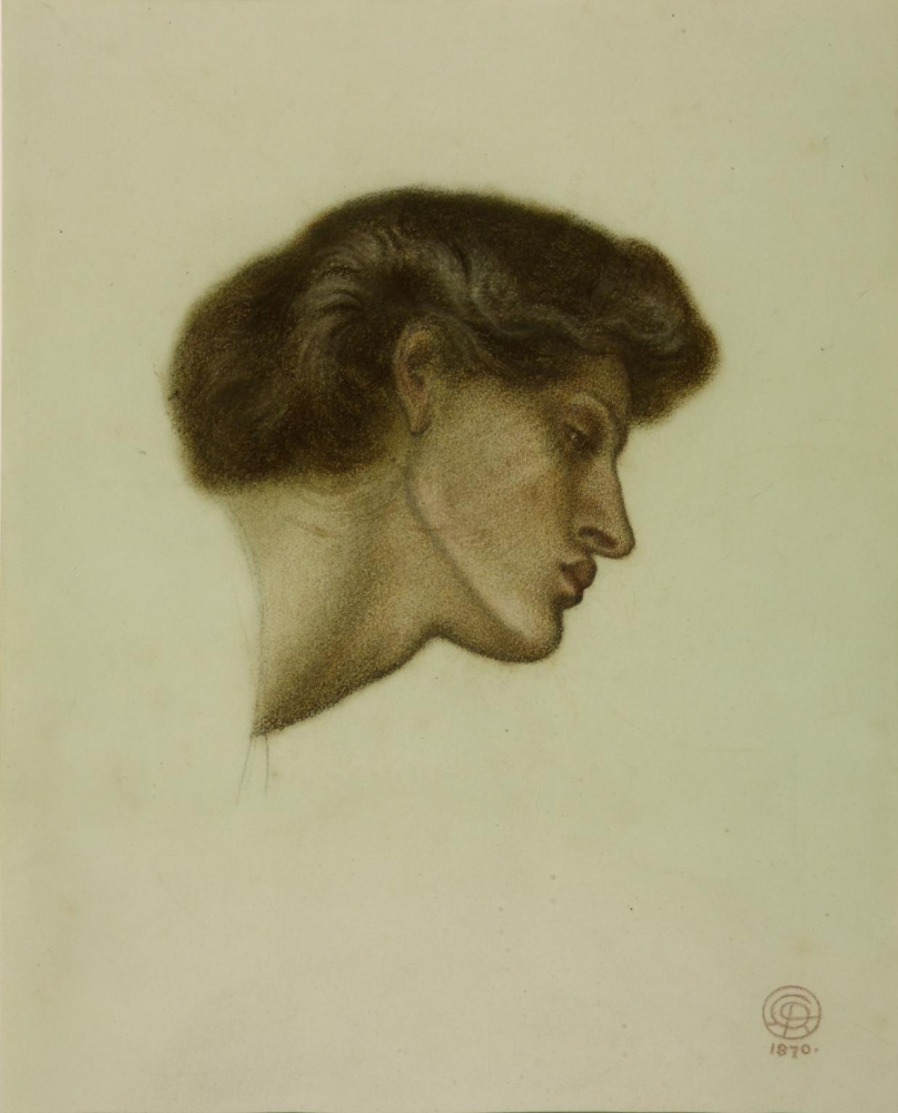Данте Габриэль Россетти. Голова женщины. Эскиз для картины "Сон Данте о смерти Беатриче"