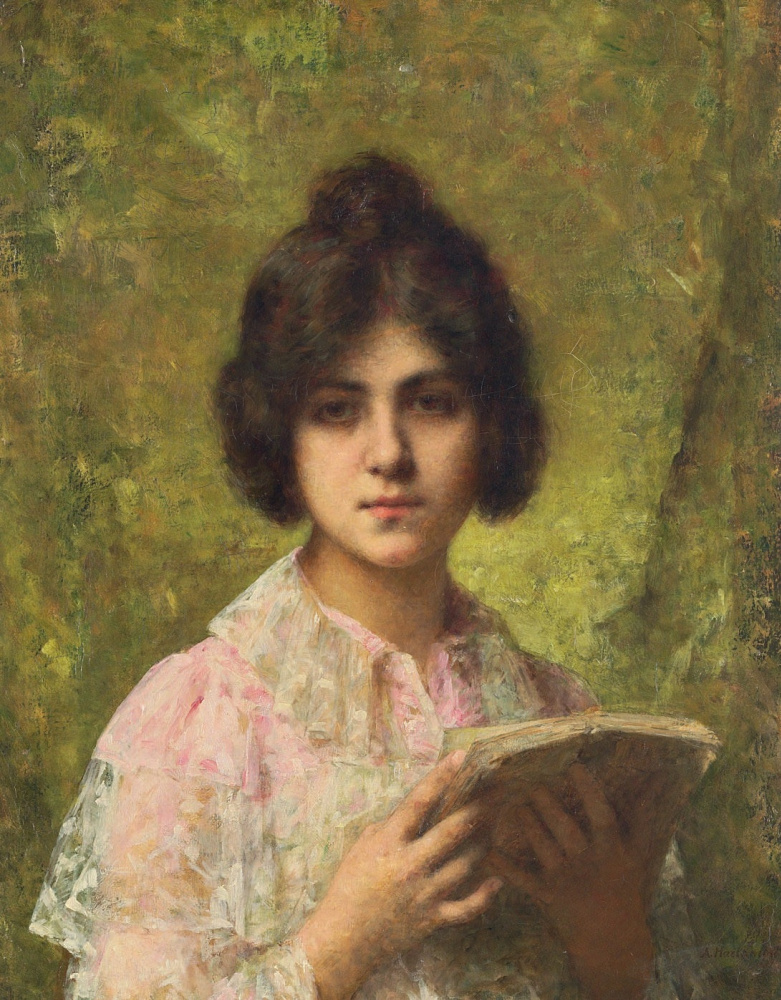 Алексей Алексеевич Харламов. Молодая женщина, держащая книгу.
