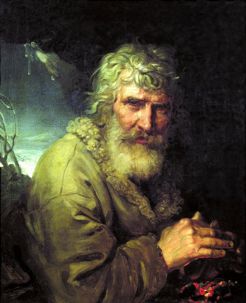 Владимир Лукич Боровиковский. Аллегорическое изображение зимы в виде старика, греющего руки у огня