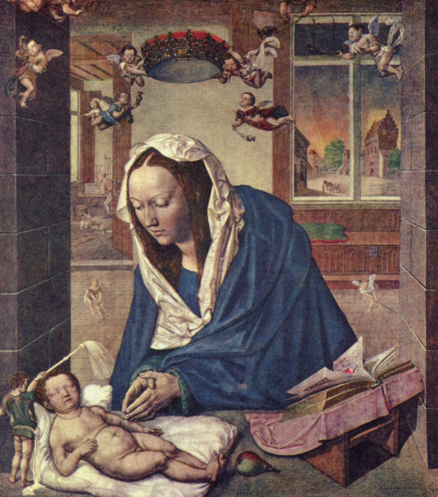 Дрезденский алтарь. Центральная часть: Богородица с Младенцем; левая створка: Святой Антоний; правая: Святой Себастьян