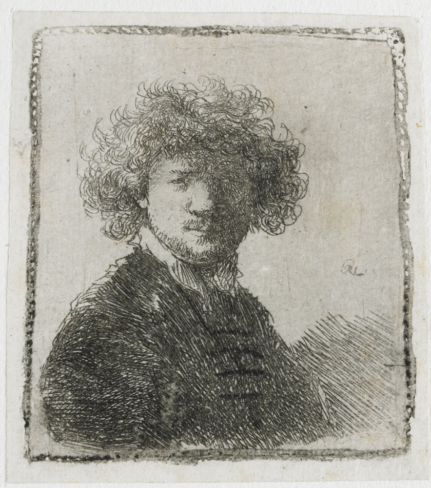 Рембрандт Харменс ван Рейн. Автопортрет с вьющимися волосами и белым воротником