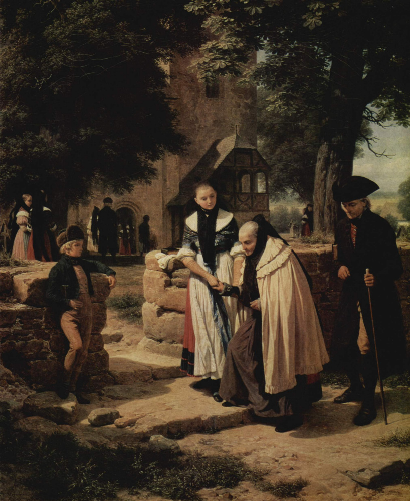Фридрих Эдуард Майерхайм. Брауншвейгские крестьяне во время посещения церкви