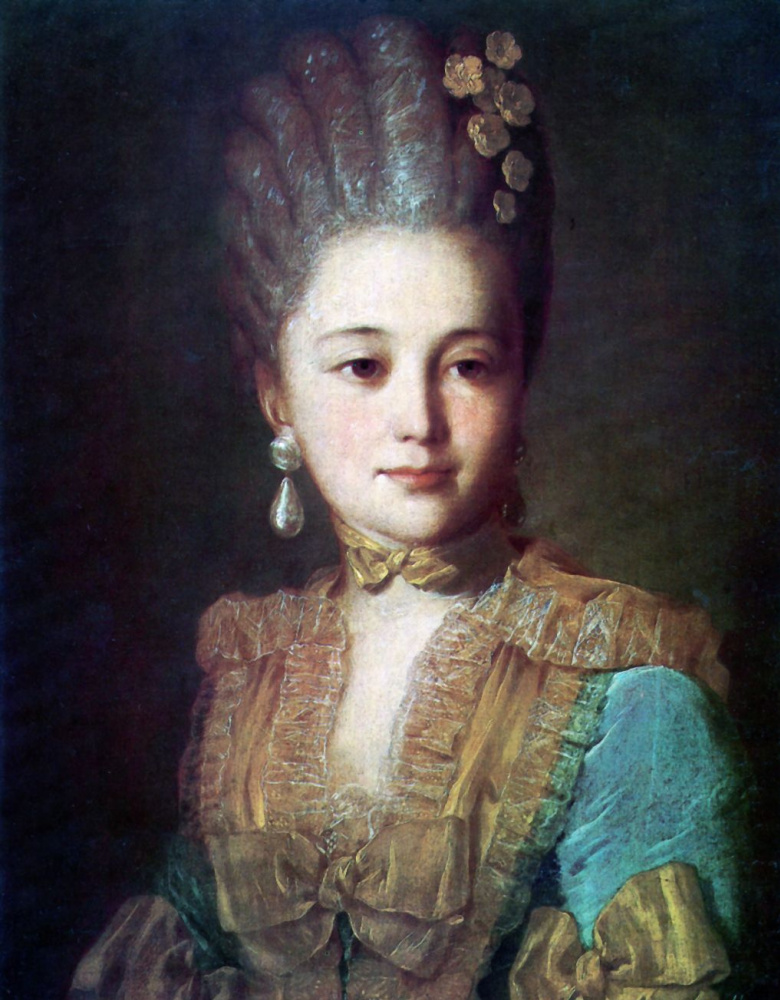 Федор Степанович Рокотов. Портрет неизвестной в голубом платье с желтой отделкой