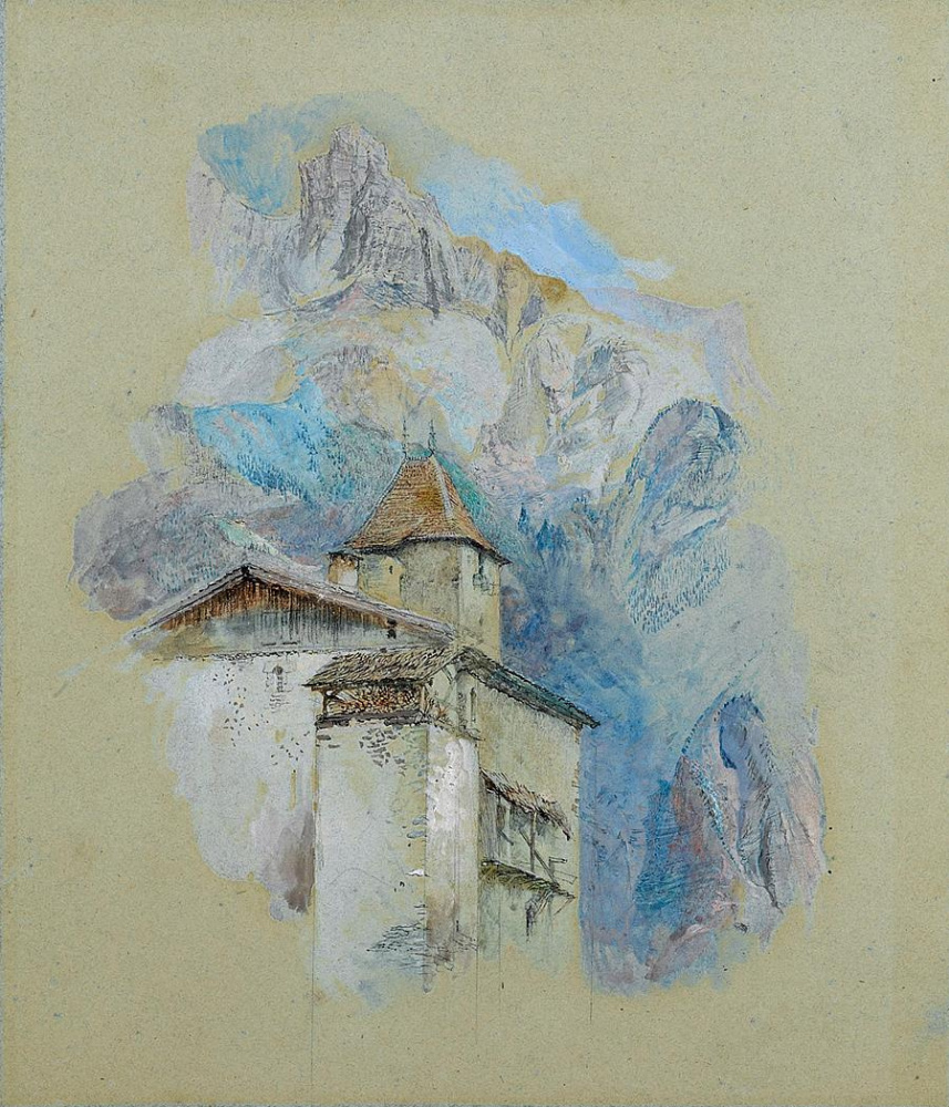 Джон Рёскин. Замок на фоне альпийских гор