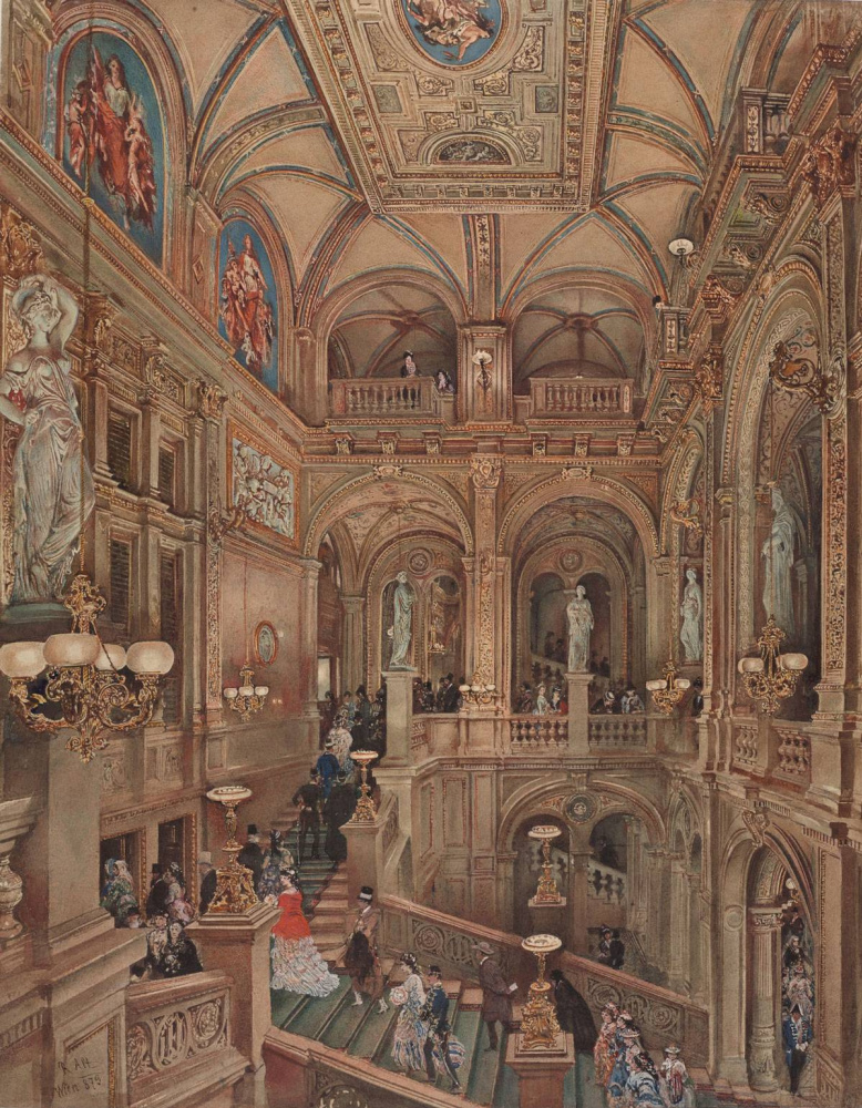 Рудольф Риттер фон Альт. Лестница в Королевской опере Вены