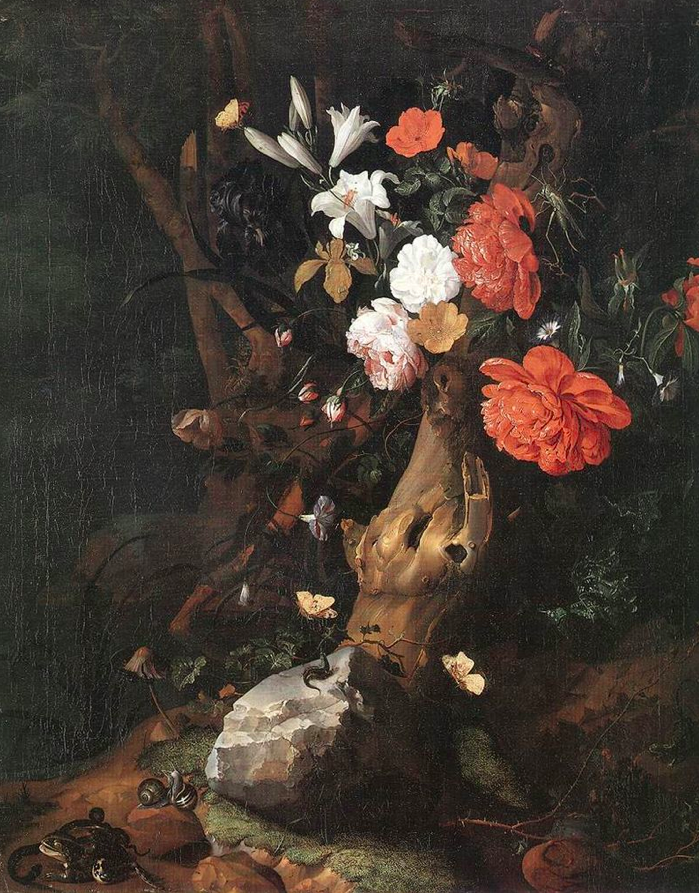 Рашель Рюйш. Цветы на стволе дерева
