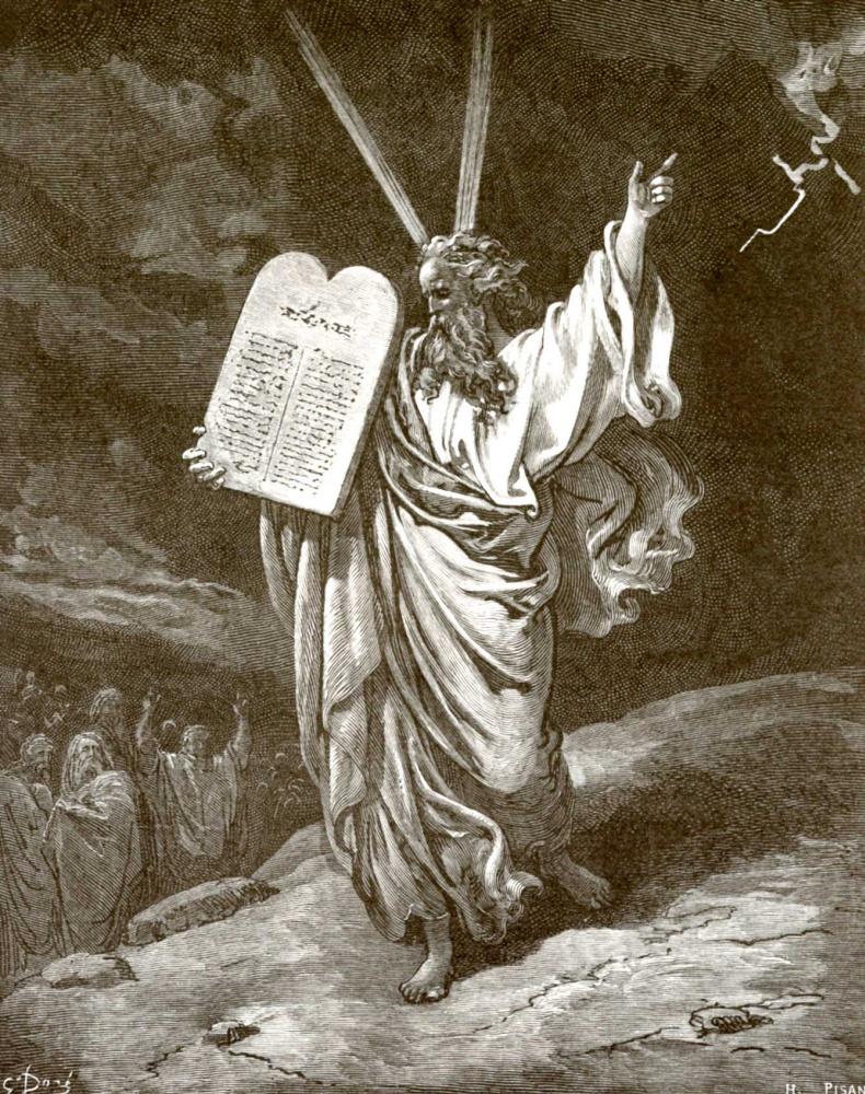 Поль Гюстав Доре. Иллюстрация к Библии: Моисей со скрижалями Завета