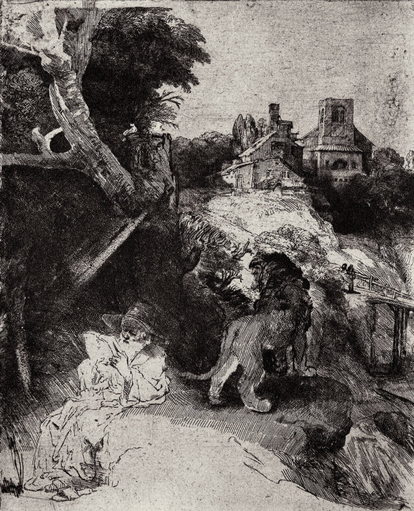 Рембрандт Харменс ван Рейн. Святой Иероним в итальянском пейзаже