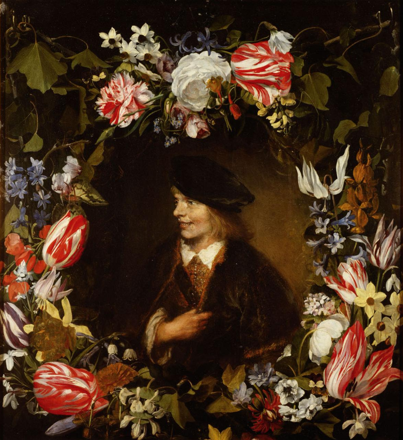 Ян Ливенс. Портрет молодого человека в цветочном венке (соавторство с Яном ван Хекком)