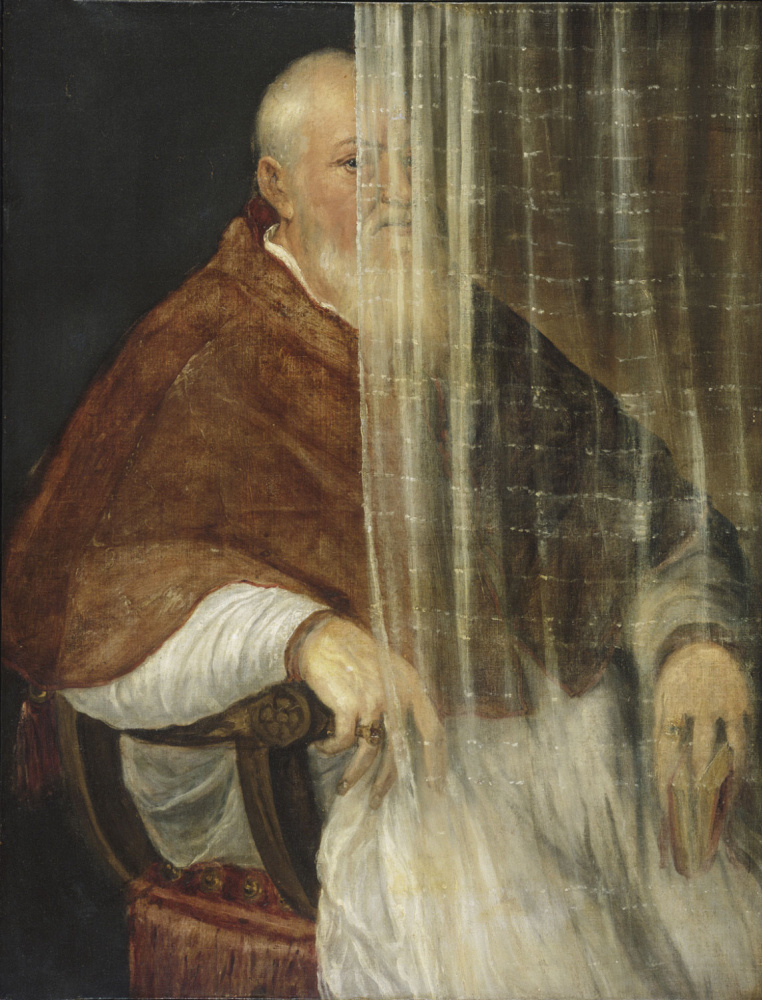 Тициан Вечеллио. Портрет архиепископа Филиппо Аркинто (за занавеской)