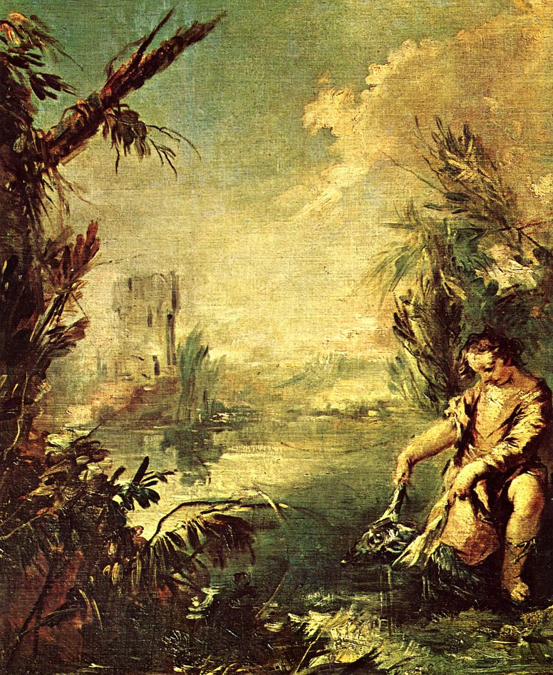 Франческо Гварди. Товия с рыбой и архангелом Рафаилом, фрагмент