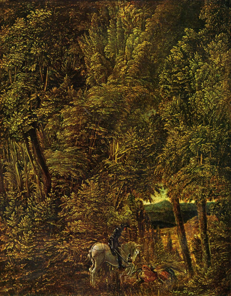 Альбрехт Альтдорфер. Лесной пейзаж со св. Георгием, поражающим дракона