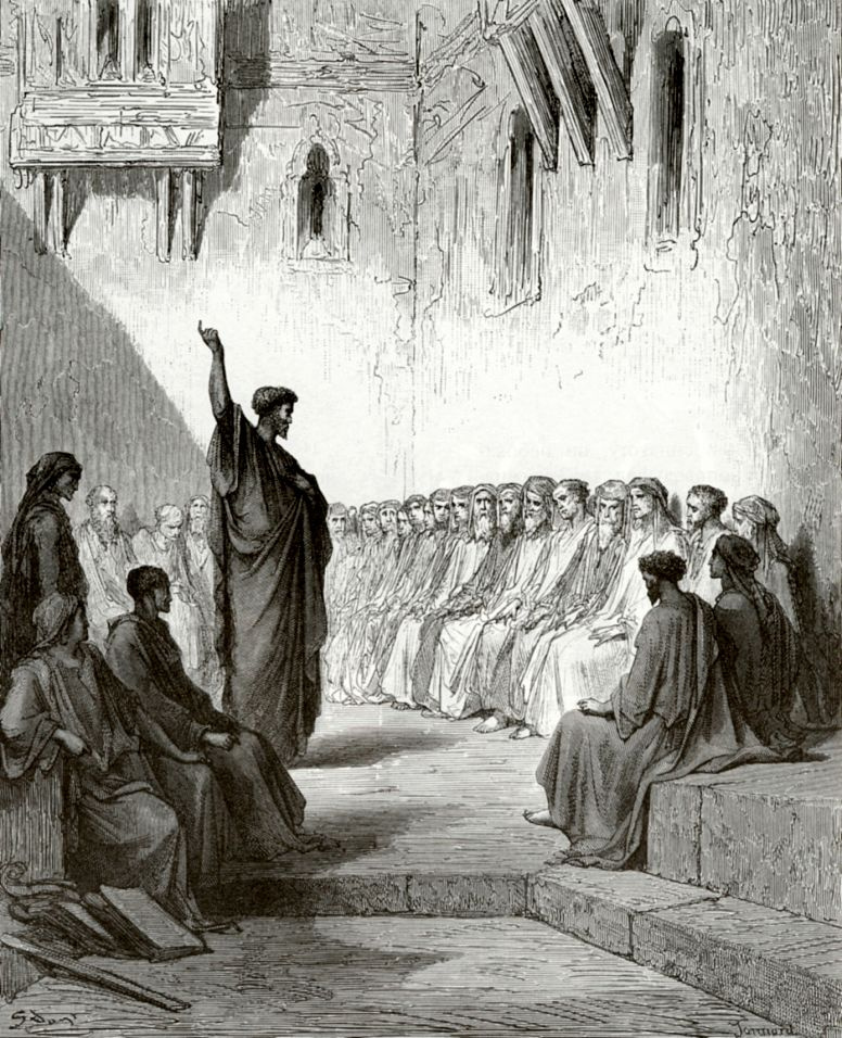 Поль Гюстав Доре. Апостол Павел в синагоге в Фессалонике