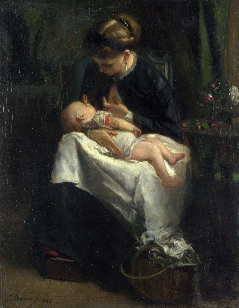 Иаков Марис. Молодая женщина кормит своего ребенка