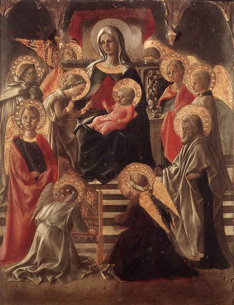 Фра Филиппо Липпи. Мадонна с младенцем на троне со святыми
