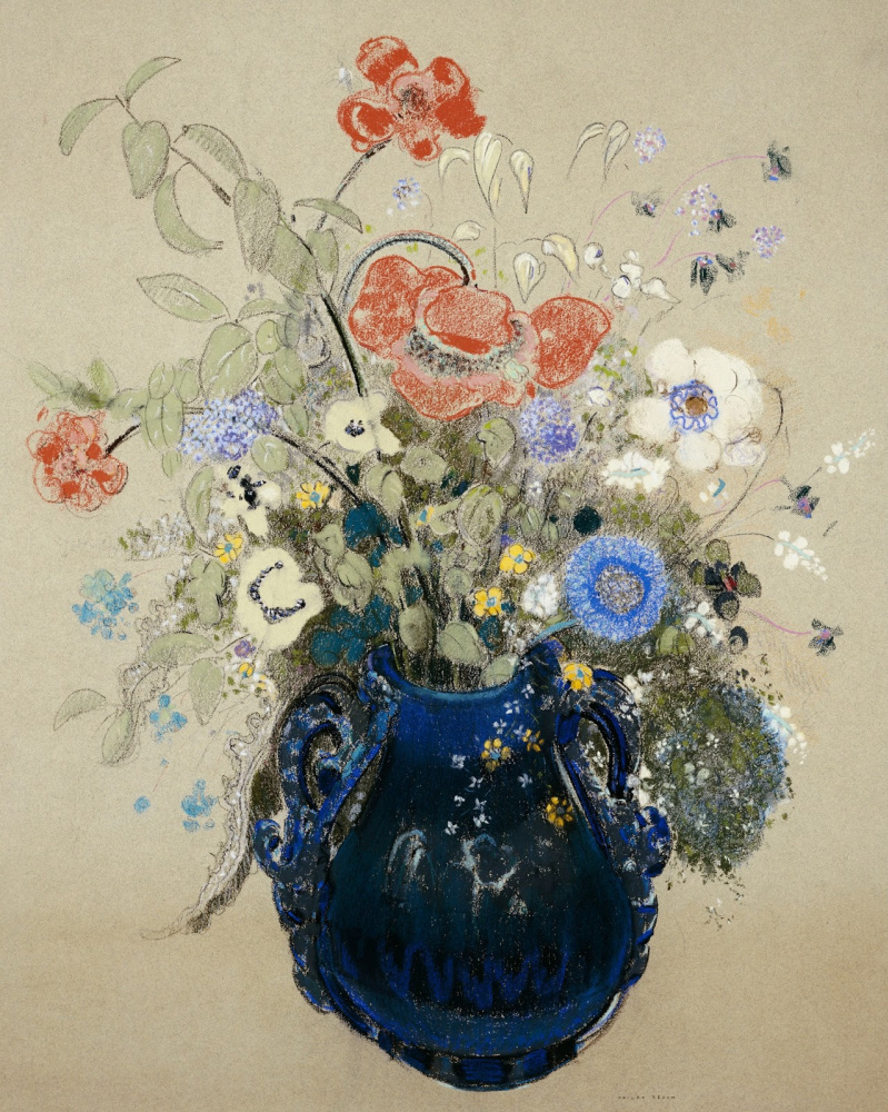 Одилон Редон. Цветы в синей вазе