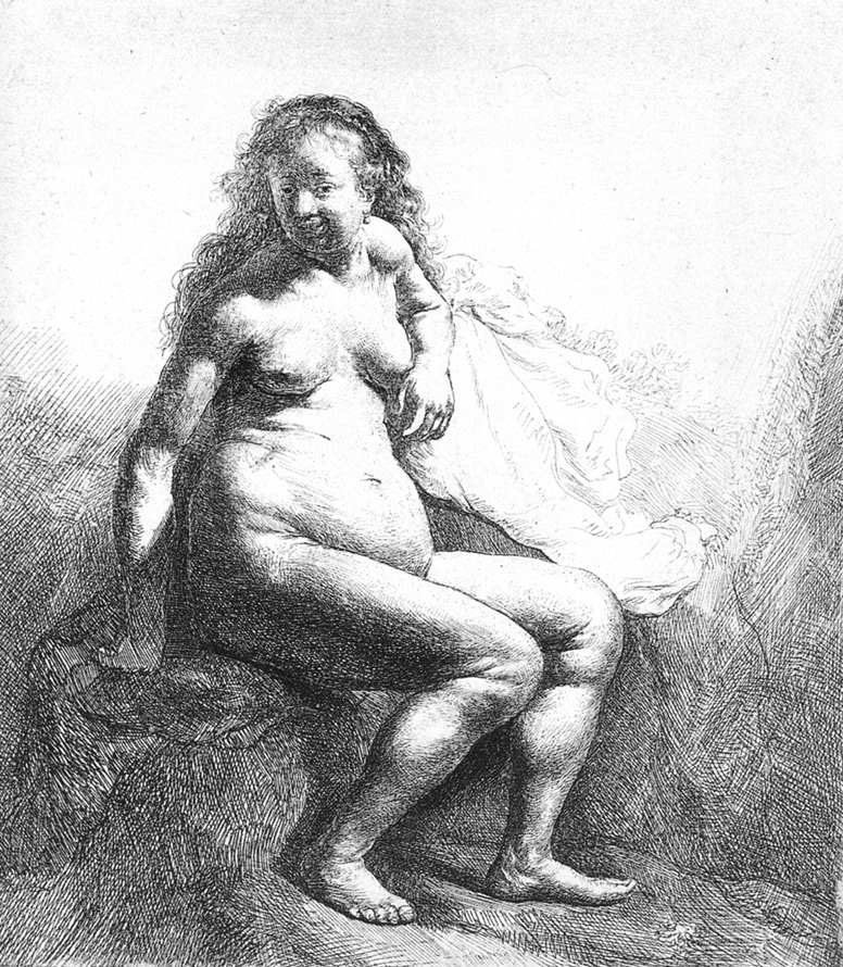 Рембрандт Харменс ван Рейн. Сидящая обнажённая