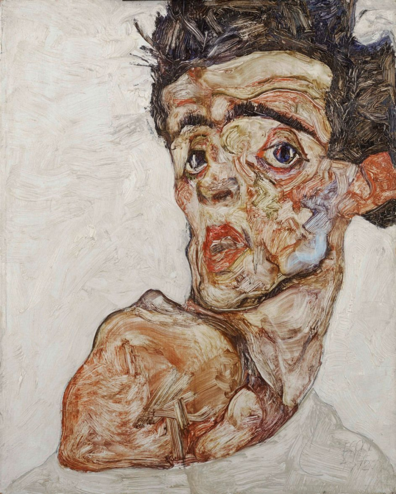 Эгон Шиле. Автопортрет с поднятым голым плечом