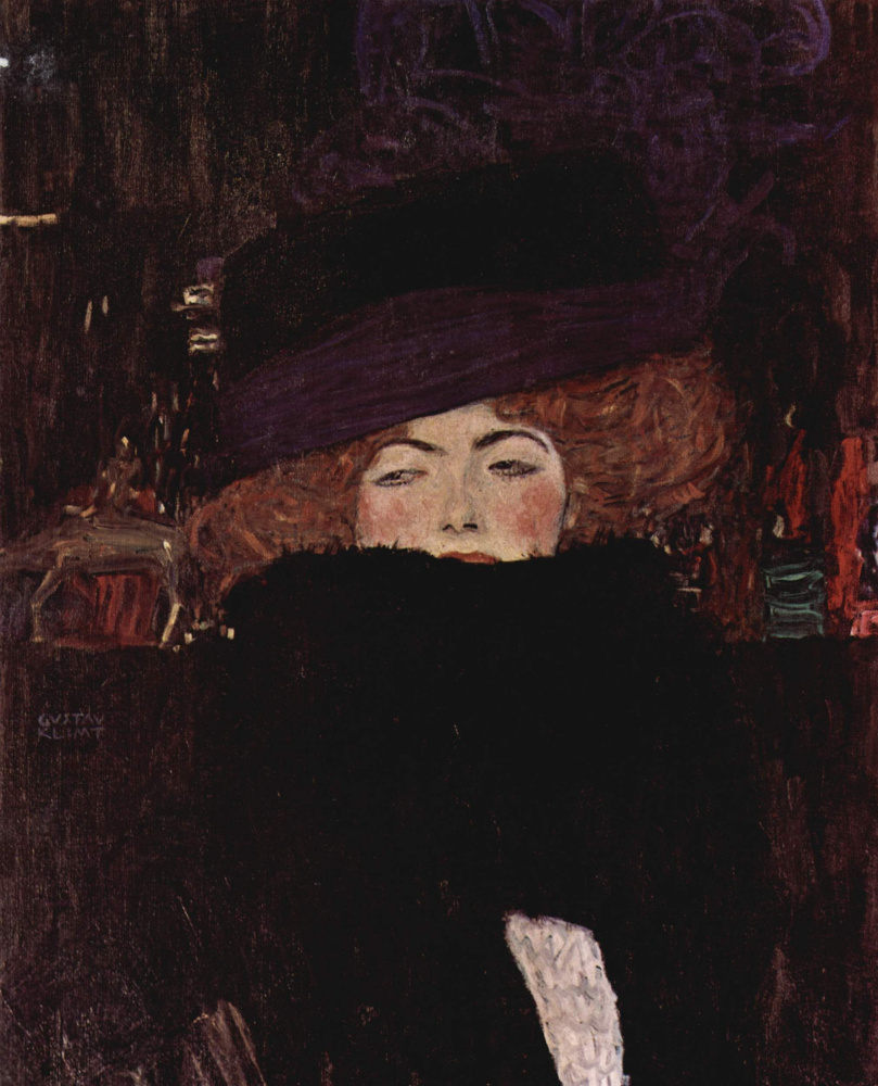 Густав Климт. Дама в шляпе и боа из перьев