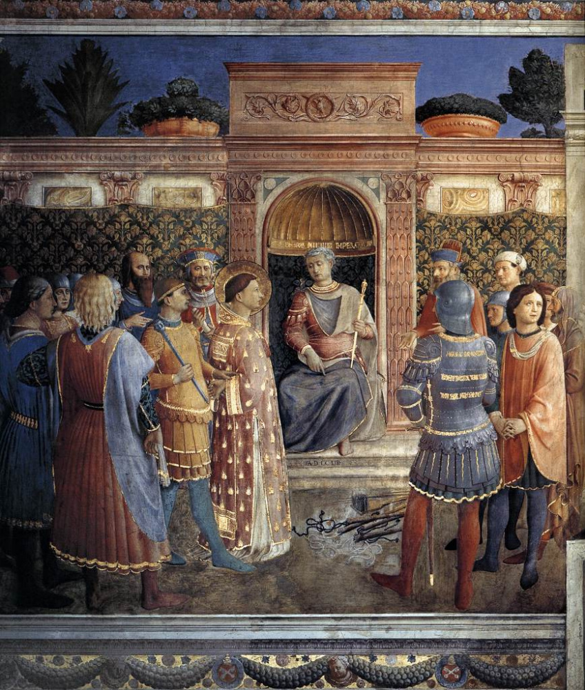 Осуждение святого Лаврентия императором Валерианом. Фреска капеллы Никколина