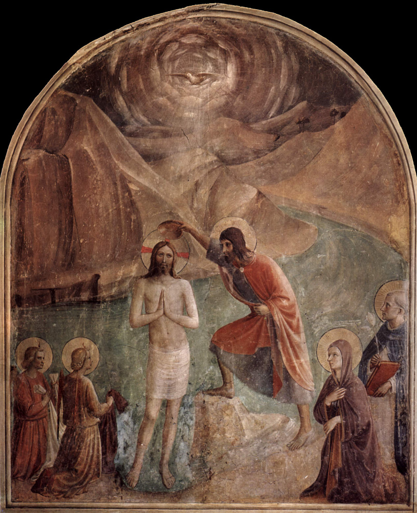 Фра Беато Анджелико. Крещение Христа. Фреска монастыря Сан Марко, Флоренция