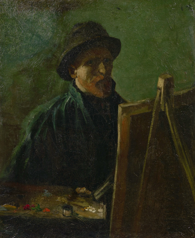 Винсент Ван Гог. Автопортрет в тёмной фетровой шляпе у мольберта