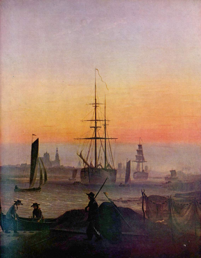 Каспар Давид Фридрих. Корабли в гавани Грайфсвальда