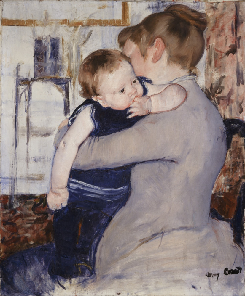 Мэри Кассат. Ребёнок в синем костюме, глядящий через плечо матери