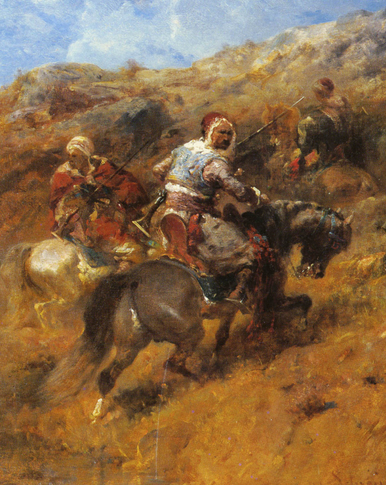 Адольф Шрейер. Арабские воины на склоне холма