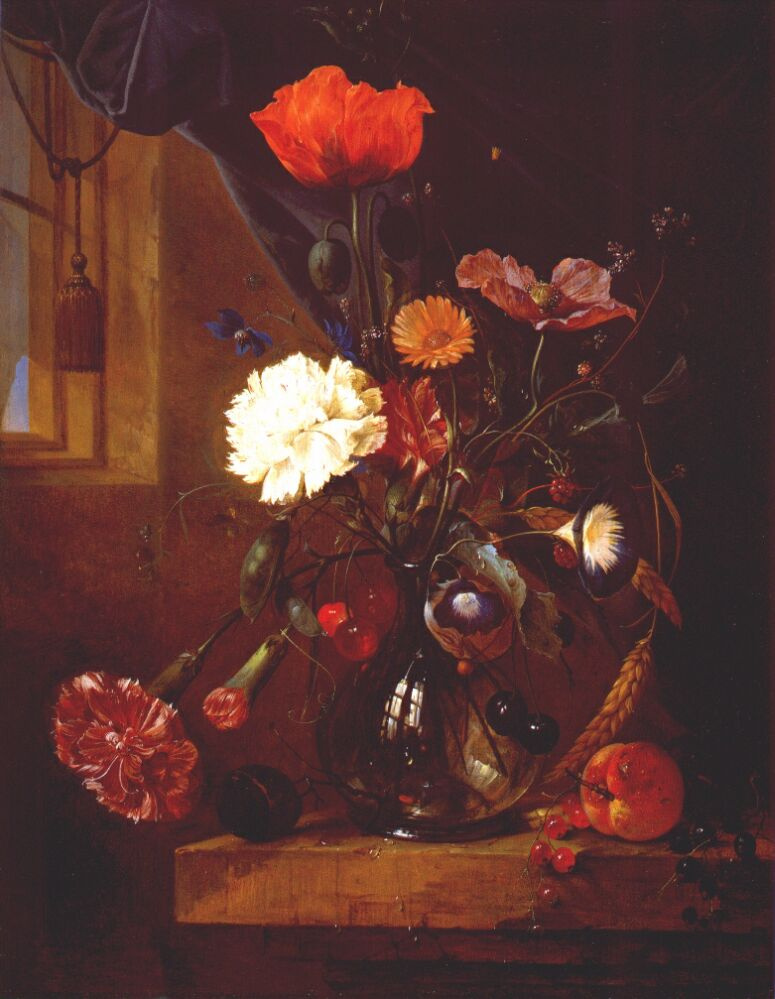 Корнелис де Хем. Букет цветов в стеклянной вазе