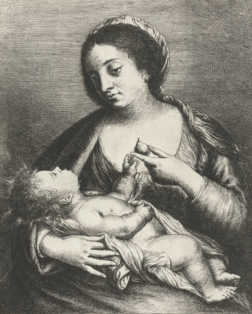 Ян Ливенс. Мария с младенцем и грушей