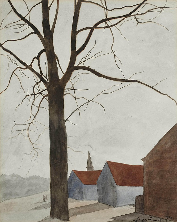 Леон Спиллиарт. Tree near a village, 1930