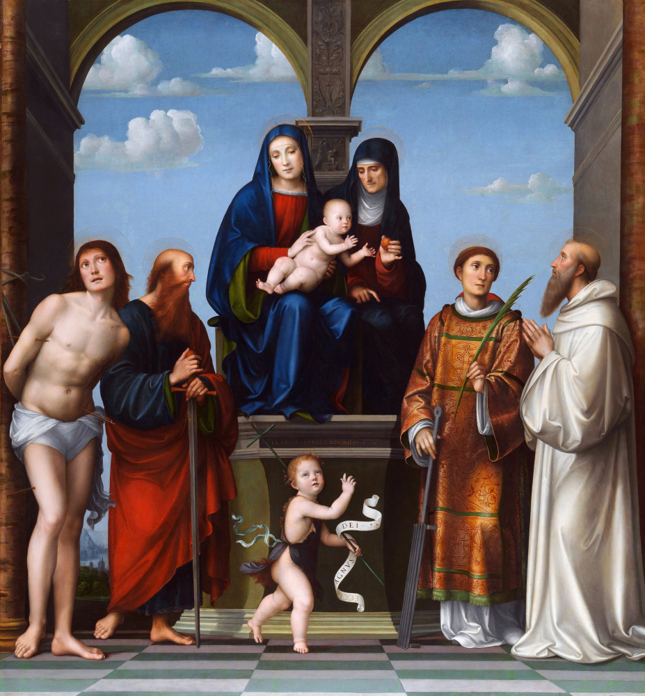 Франческо Франча. Дева с младенцем и Святой Анной и другми святыми