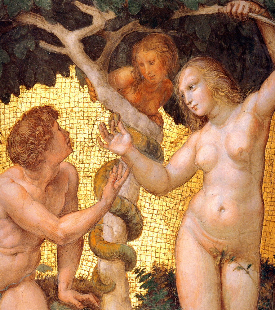 Рафаэль Санти. Станца делла Сеньятура. Роспись потолка. Адам и Ева (фрагмент)