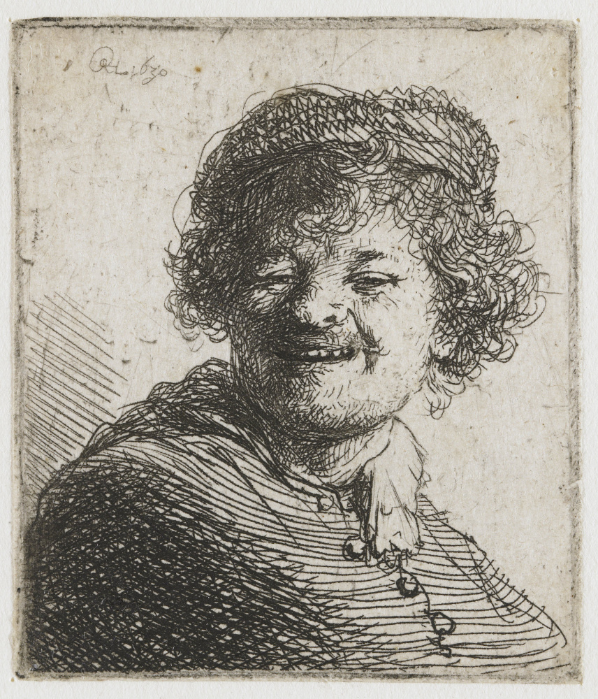 Рембрандт Харменс ван Рейн. Автопортрет улыбающегося художника в шапке
