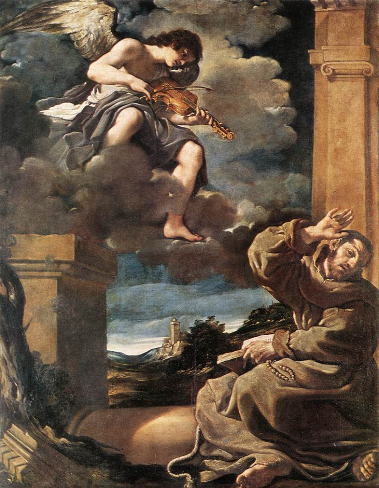 Джованни Франческо Гверчино. Святой Франциск с ангелом