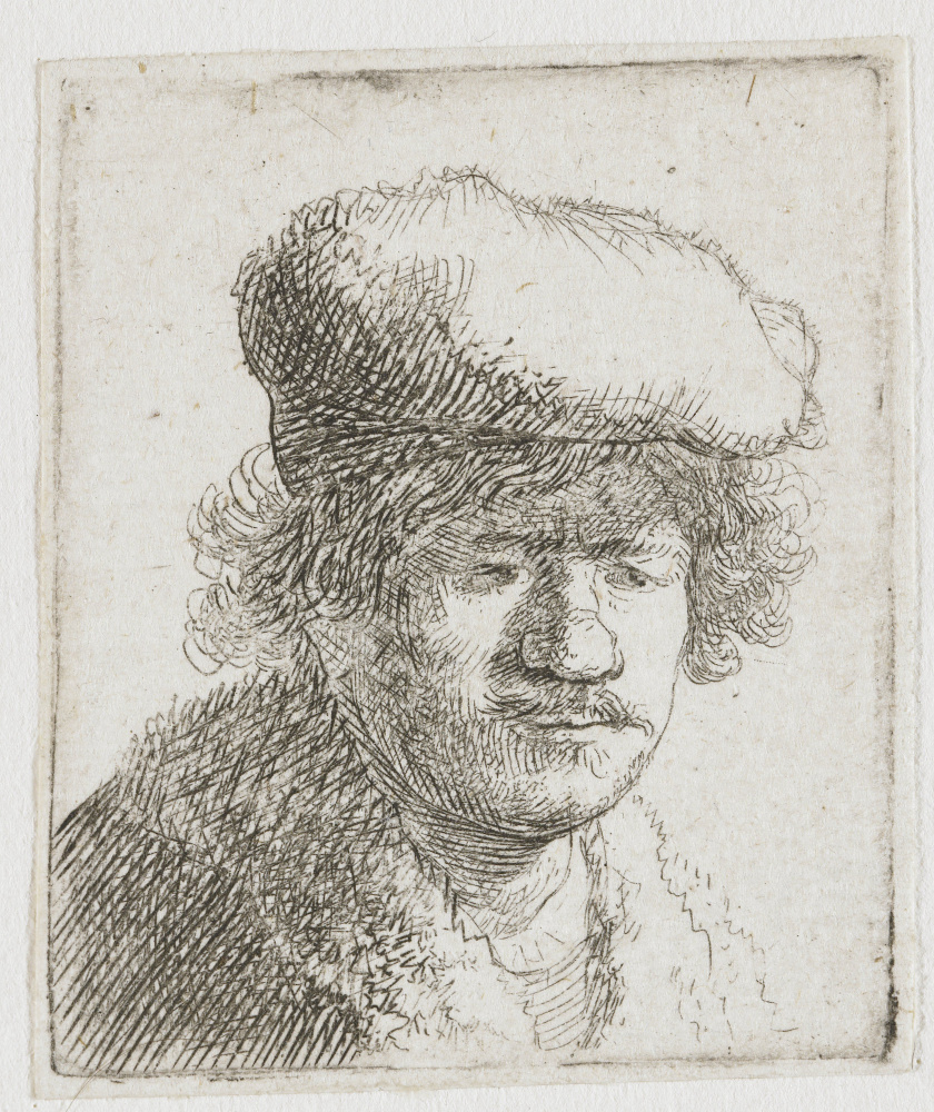 Рембрандт Харменс ван Рейн. Автопортрет в надвинутой на лоб шапке