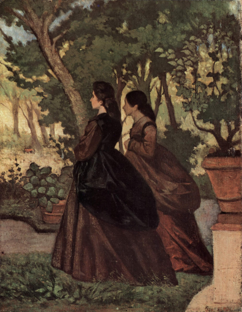 Джованни Фаттори. Две дамы в саду Кастильончелло