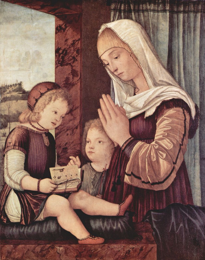 Витторе Карпаччо. Мария и Иоанн Креститель, поклоняющиеся младенцу Христу