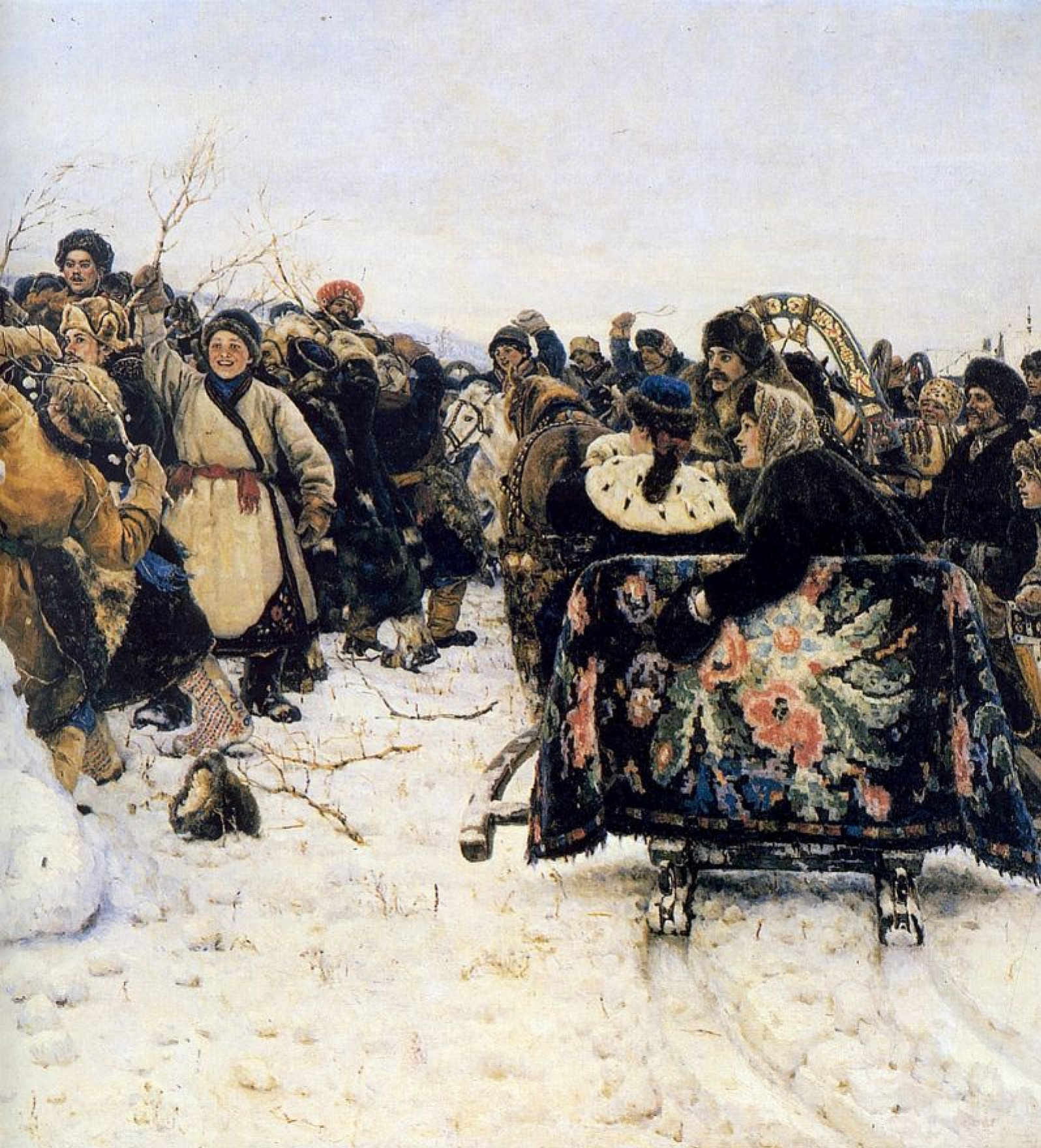 Василий Иванович Суриков - Взятие снежного городка. Фрагмент, 1891:  Описание произведения | Артхив