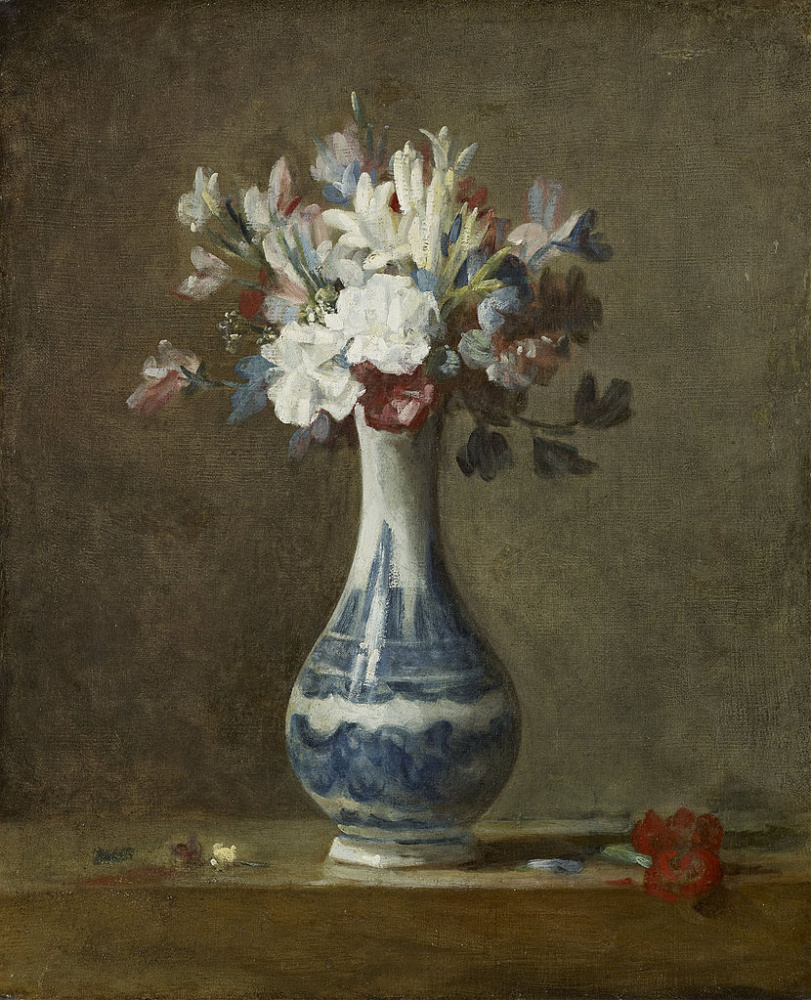 Жан Батист Симеон Шарден. Цветы в бело-голубой вазе