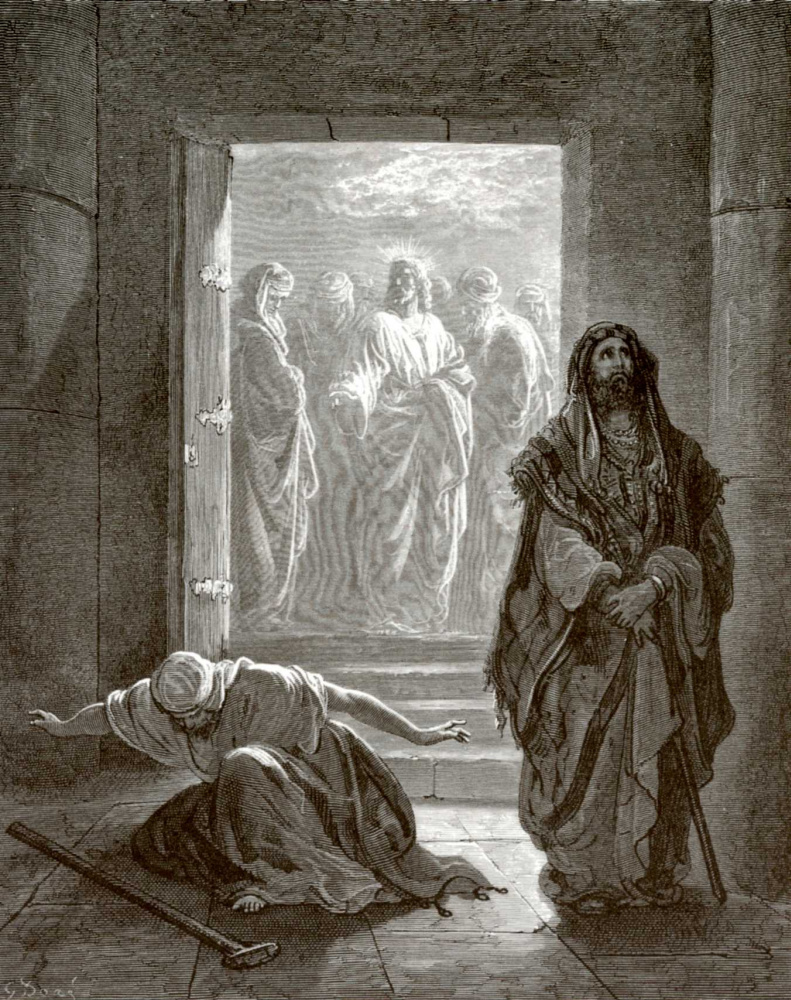 Поль Гюстав Доре. Иллюстрация к Библии: Фарисей и мытарь