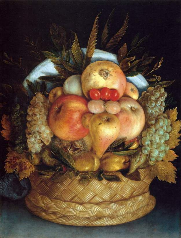 Джузеппе Арчимбольдо. Натюрморт с корзиной и фруктами (Портрет)