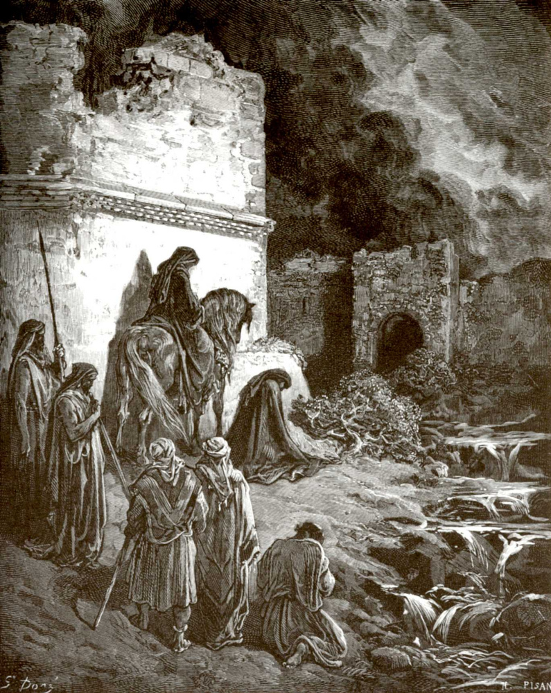 Поль Гюстав Доре. Иллюстрация к Библии: Неемия у стен Иерусалима