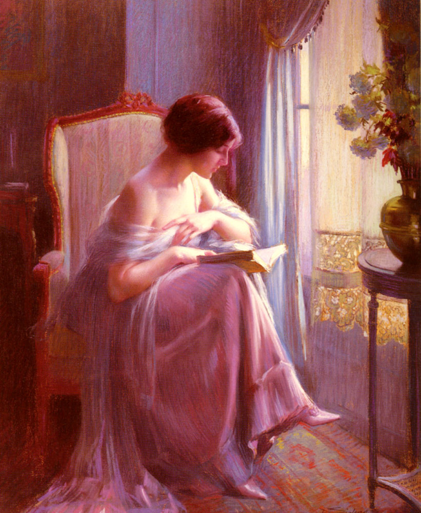 Дельфин Анжольра. Молодая девушка читает у окна