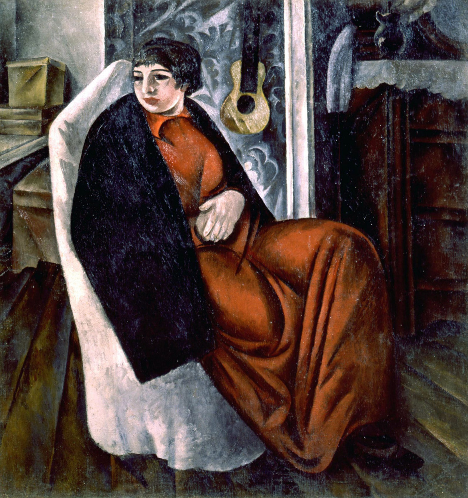Александр Васильевич Шевченко. Портрет женщины в красном платье. 1913