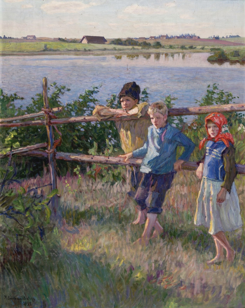 Николай Петрович Богданов-Бельский. Дети на берегу озера